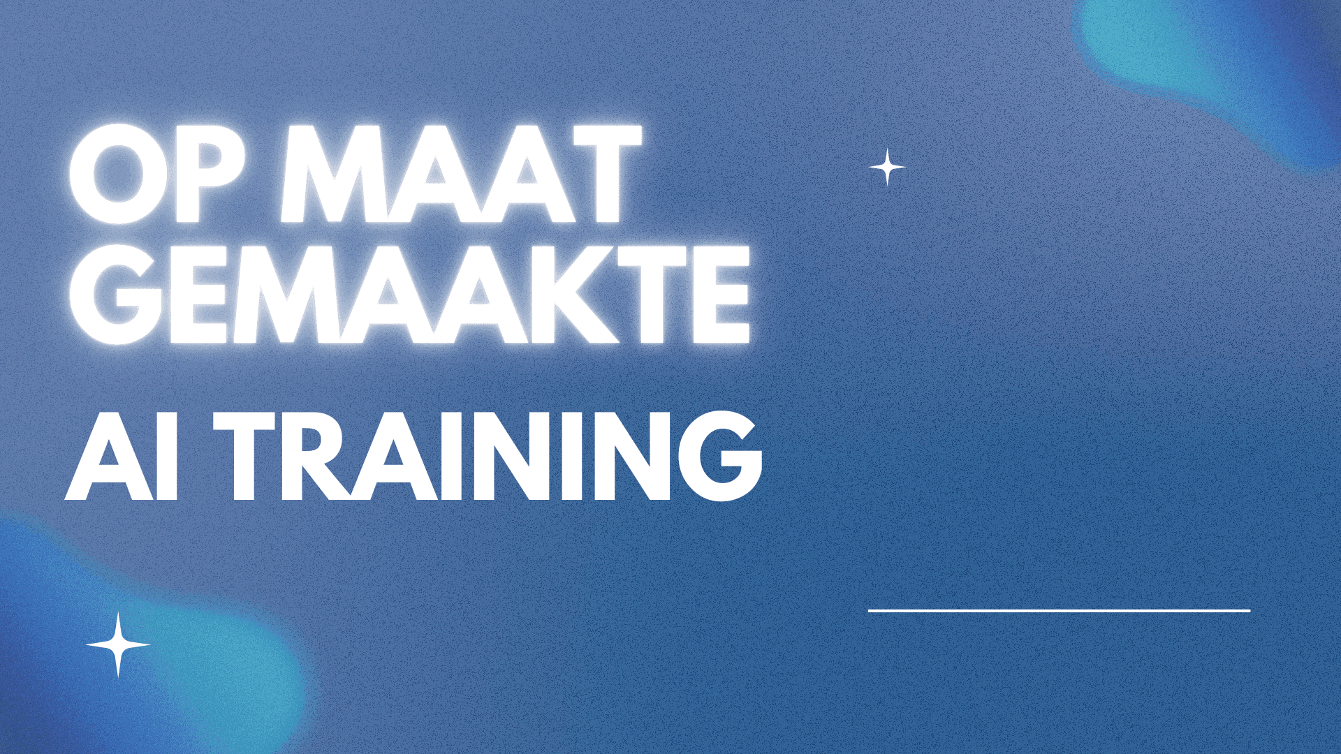 Text 'Op Maat Gemaakte AI Training' on a blue background with abstract shapes.