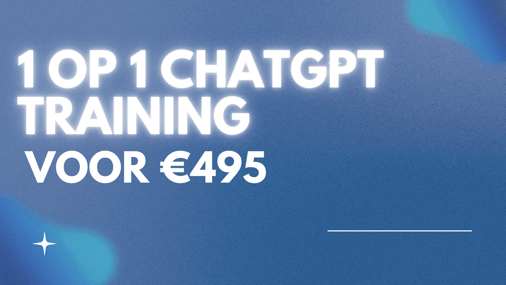 Advertisement for one-on-one ChatGPT training priced at €495 on a blue gradient background.