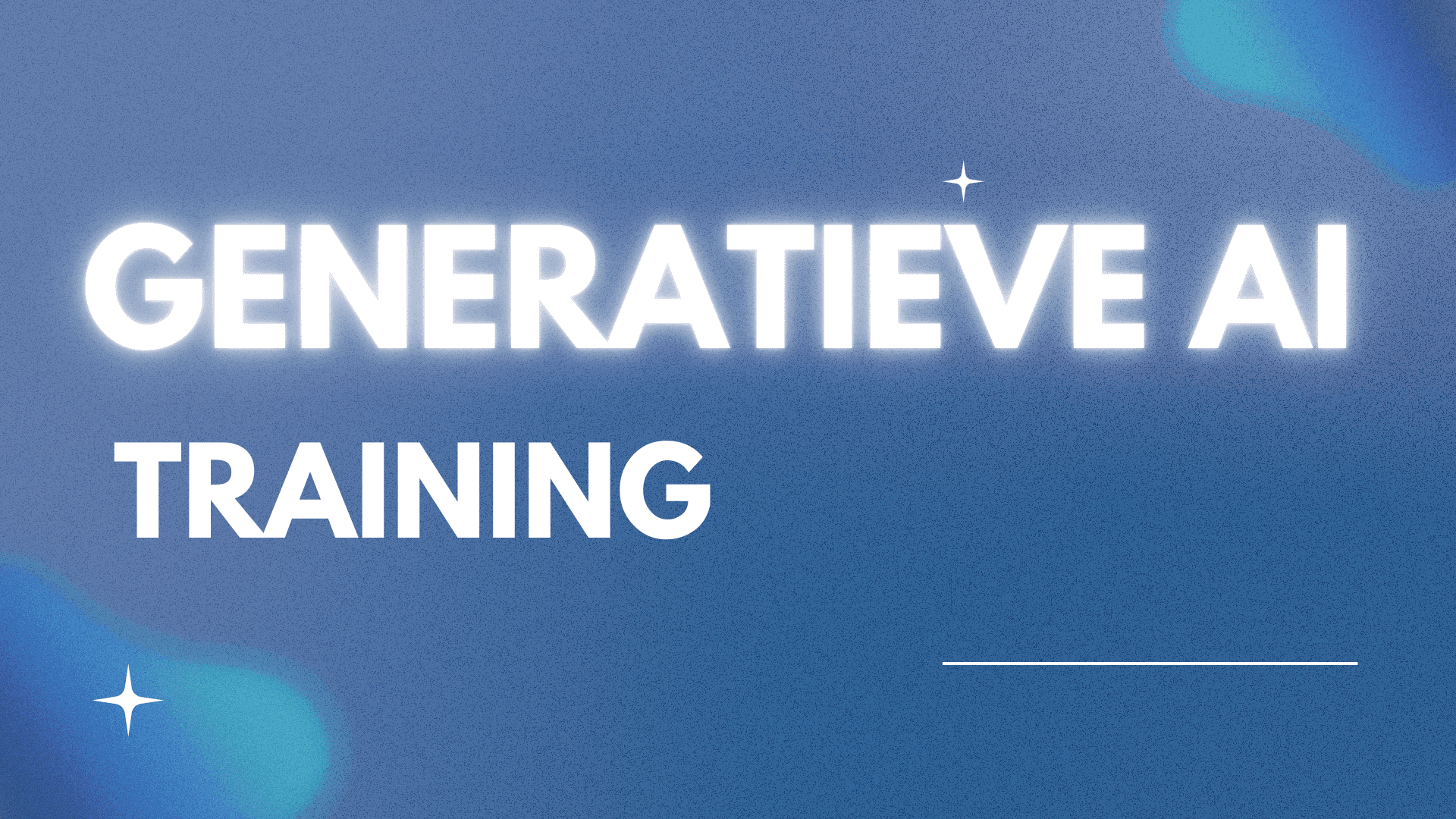 Text 'Generative AI Training' on a blue textured background with star accents.